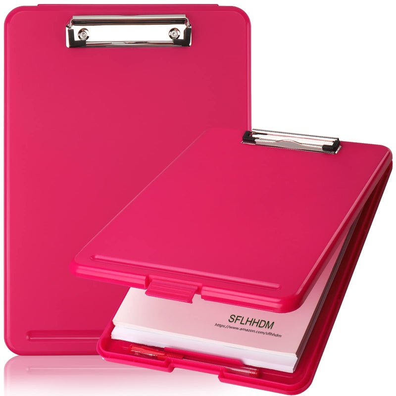SFLHHDM A4 Clipboards  Folder Clipboard with Storage  Folio Plastic Clipboard with Low Profile Clip  File Binder Clipboard Case  Waterproof Nursing Clipboards Foldable Document Case for Office Work -Rose red - Image 1
